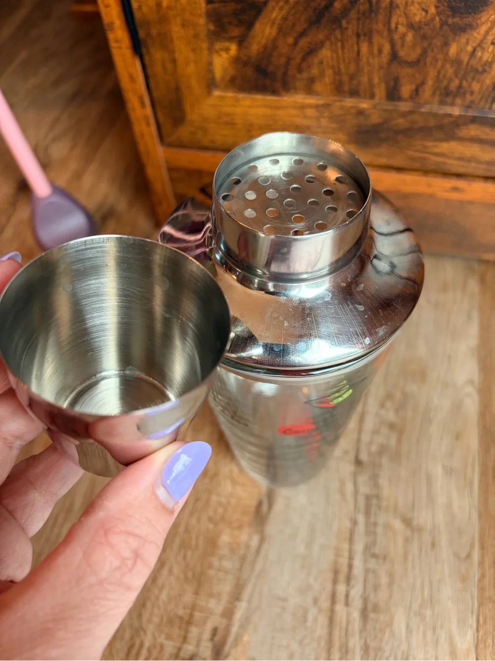 Stainless Steel-Topped Glass Cocktail Shaker - Clear/Metal